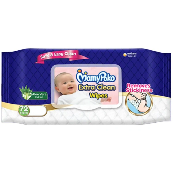 MamyPoko Aloevera Extra Clean Wipes 72 pcs