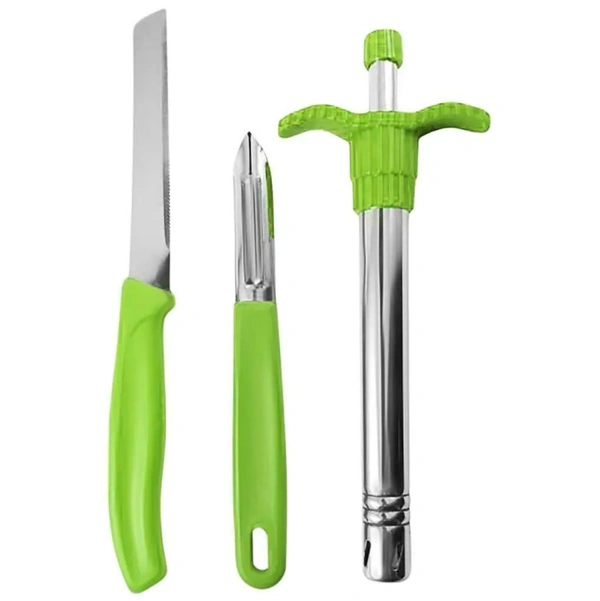 Everest Green Stainless Steel Lighter, Peeler & Knife Set (3 pcs)