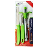 Everest Green Stainless Steel Lighter, Peeler & Knife Set (3 pcs)