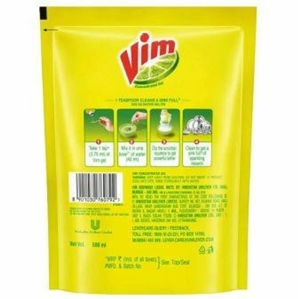 VIM Vim Lemon Concentrated Dishwash Gel 500 ml