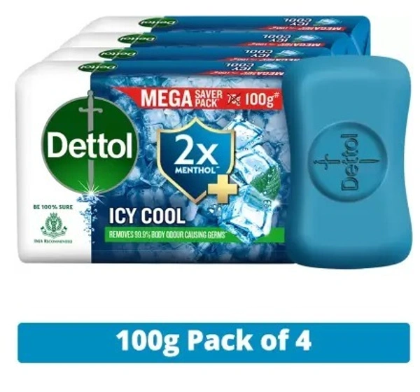 Dettol Icy Cool Bathing Soap Bar With 2X Menthol  (4 x 100 g)