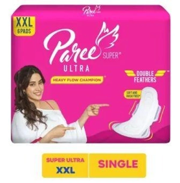 Paree Super Ultra Soft Feel Double Feathers XXL Tri-Fold Pads, With Disposable Covers Sanitary Pad  (Pack of 6)