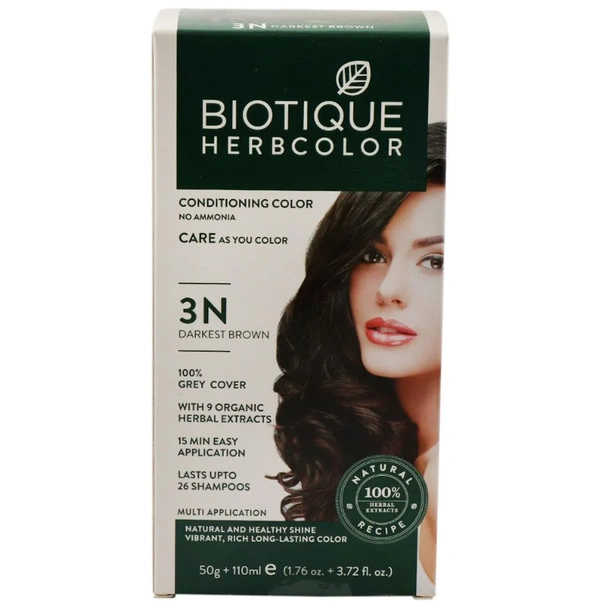 Biotique Herbcolor Conditioning Color, Darkest Brown (3N) (50 g + 110 ml)