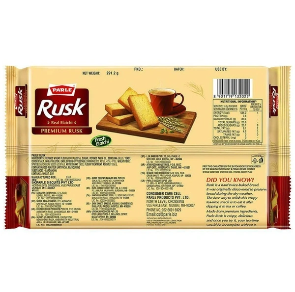 Parle Real Elaichi Premium Rusk 291.2 g (Pack)