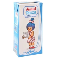Amul Taaza Homogenised Toned Milk 1 L (Tetra Pak)