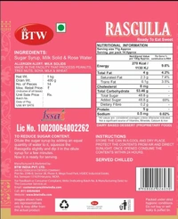 BTW Rasgulla 1 Kg (Rasagulla / Rosogulla / Roshogolla | Indian Mithai / Festive Sweets Gift Pack / Box | Diwali Sweet Gifts)