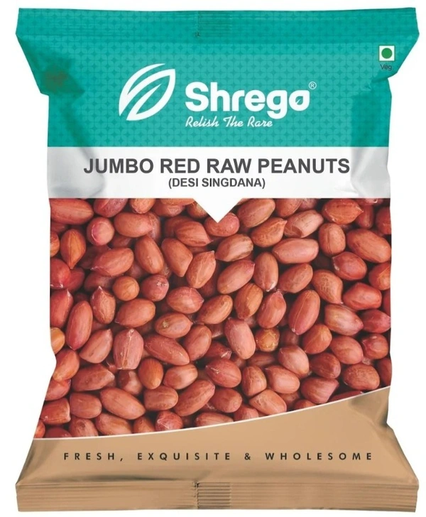 Shrego Jumbo Raw Peanut, Desi Singdana, Red Peanuts, 350G (1x350G Vacuum Packed)