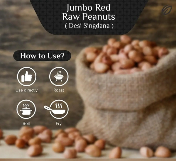 Shrego Jumbo Raw Peanut, Desi Singdana, Red Peanuts, 350G (1x350G Vacuum Packed)