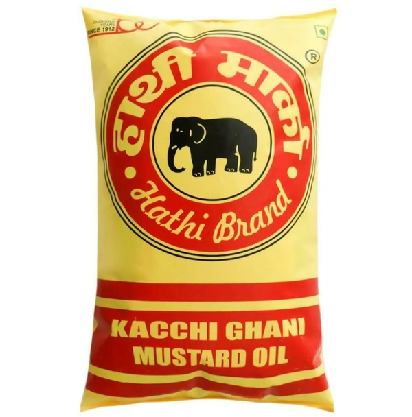 Hathi Kacchi Ghani Mustard Oil 1 L (Pouch)