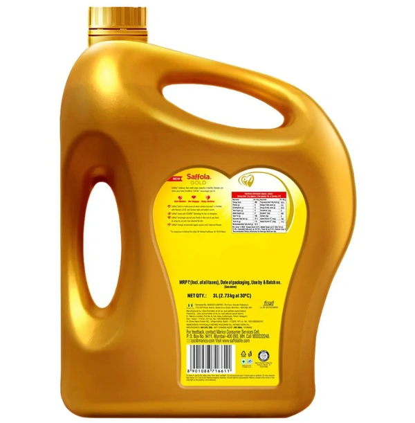 Saffola Gold Rice Bran And Corn Based Blended Oil 3 L