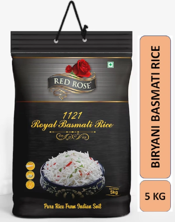 RED ROSE ROYAL BASMATI RICE 5KG I XXXL BIRYANI RICE I BEST BASMATI RICE FOR BIRYANI, 5 KG