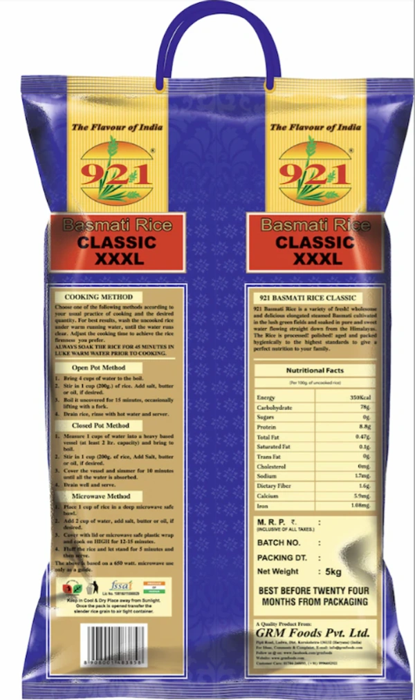 921  CLASSIC BIRYANI SPECIAL BASMATI RICE 5 KG (Long grain 1121 Rice XXXL)