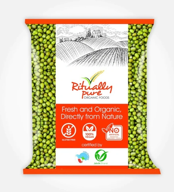 Ritually Pure 100% Organic Pulses | Moong Sabut | Green Moong Whole |Sprouts | No Pesticides | 500 Gm Pack