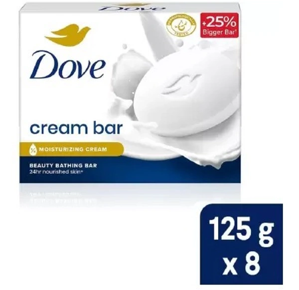 Dove Cream Beauty Bathing Bar For 24 Hour Nourished Skin (Beauty Bar)  (8 x 125 g)