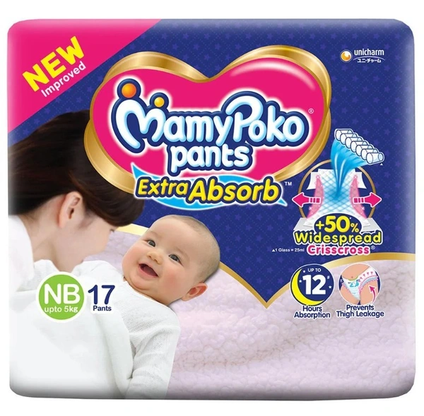 MamyPoko Extra Absorb New Born Pants 17 count (Up to 5 kg)