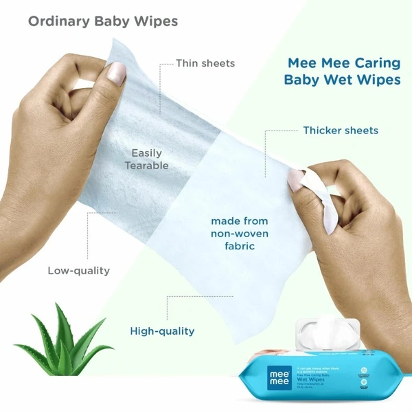 Mee Mee Aloe Vera Caring Baby Wet Wipes with lid 72 Pcs (Pack of 3)