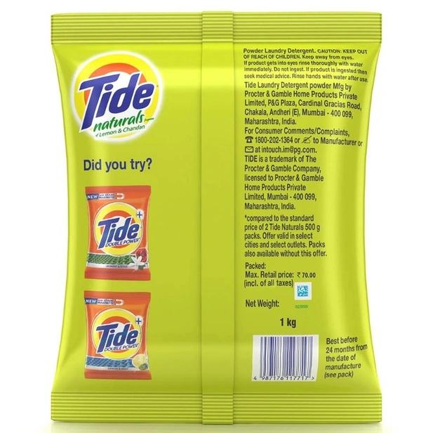 Tide Naturals Lemon & Chandan Detergent Powder 1 kg