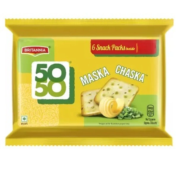 BRITANNIA 50-50 Maska Chaska Salted Biscuit (Namkeen Biscuit)  (6 x 50 g)