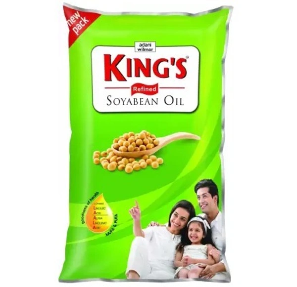 Kings Soyabean Oil Pouch (Soyabean Tel)  (1 L)