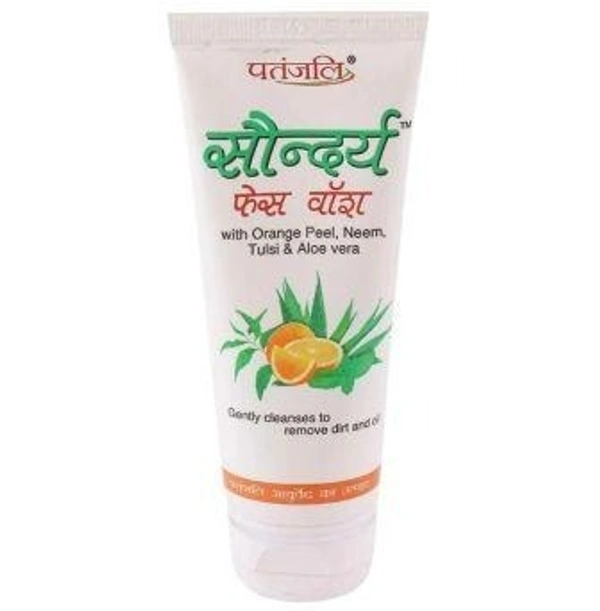 Patanjali Saundarya Face Wash with Orange Peel, Neem, Tulsi & Aloe Vera 60 g