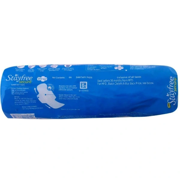 Stayfree Secure Cottony Soft Cover Sanitary Napkin with Wings (XL) 6 pads
