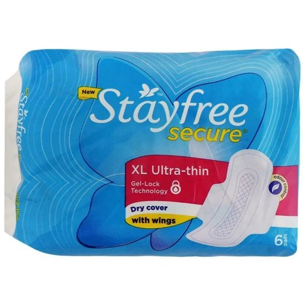 Stayfree Secure Ultra Thin Dry Cover Sanitary Napkin with Wings (XL) 6 pads