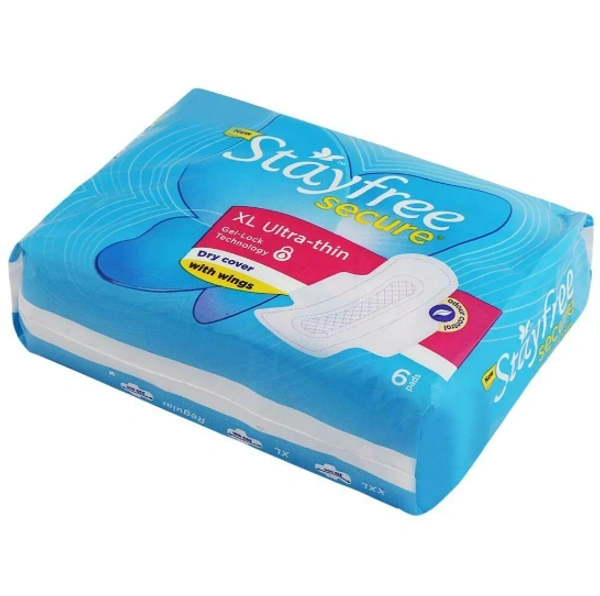Stayfree Secure Ultra Thin Dry Cover Sanitary Napkin with Wings (XL) 6 pads