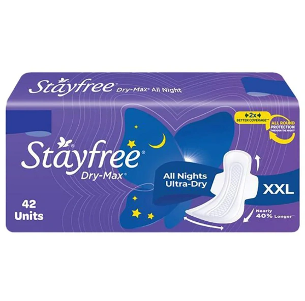 Stayfree All Night Ultra-Dry Max Sanitary Napkin (XXL) 42 pads