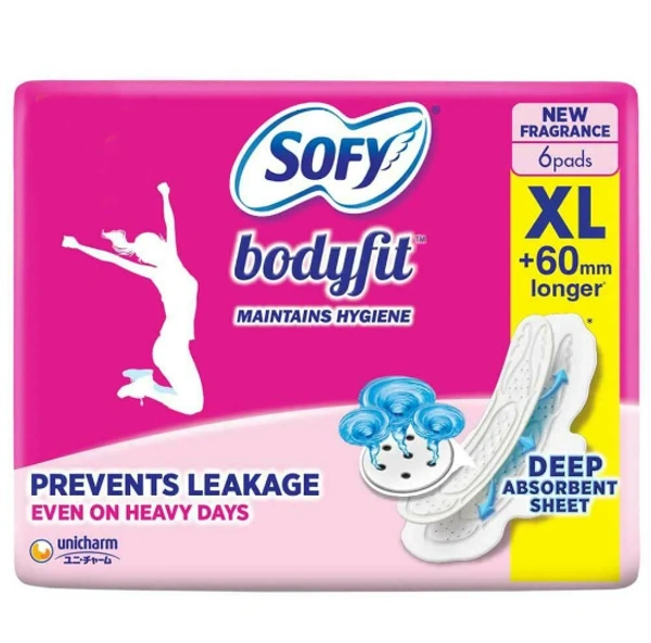 Sofy Bodyfit Sanitary Napkin with Wings (XL) 6 pads