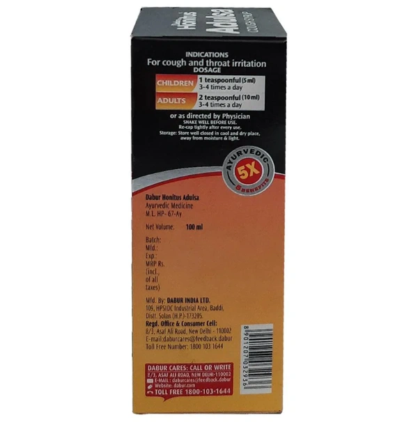 Dabur Honitus Adulsa Cough Syrup 100 ml