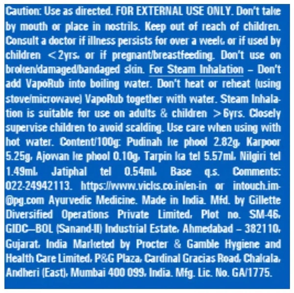 Vicks Vaporub Cold Relief Balm 50 ml