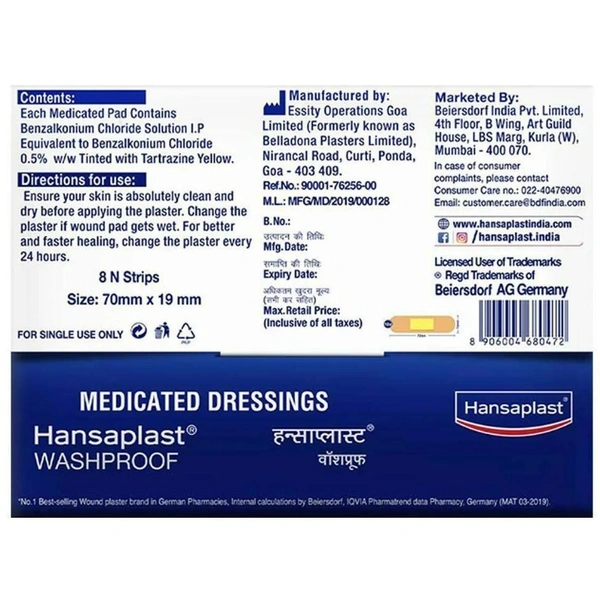 Hansaplast Washproof Medicated Antiseptic Bandage 8 pcs