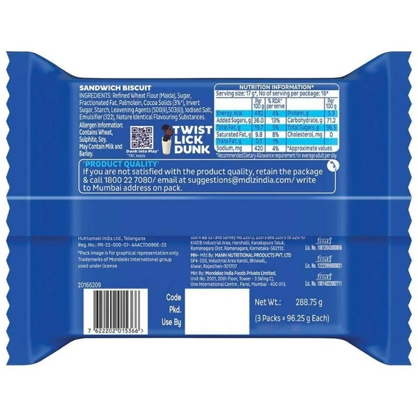 Oreo Choco Creme Biscuits By Cadbury 288.75 g