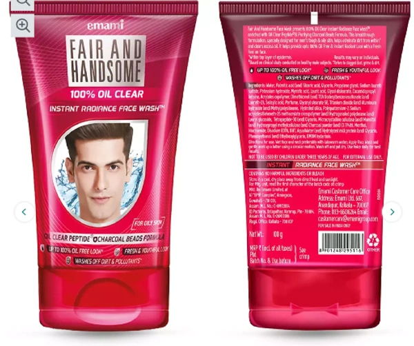 Fair And Handsome 100% Oil Clear Face Wash Tube Of 100 G