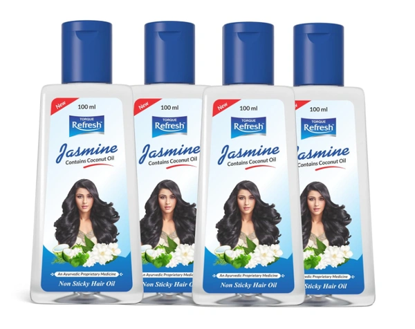 Torque's Refresh Jasmine Coconut Hair Oil - 100 ml - Pack of 4