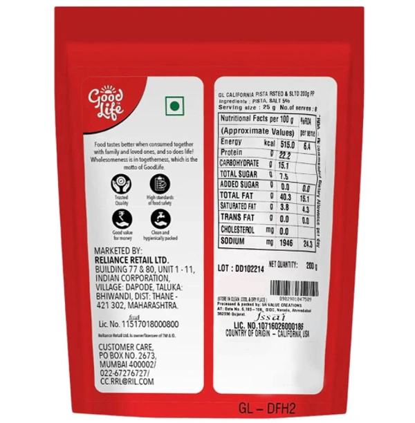Good Life California Roasted & Salted Pista 200 g