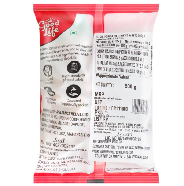 Good Life California Roasted & Salted Pista 500 g