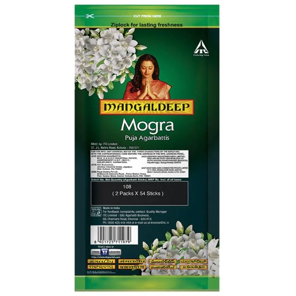 Mangaldeep Mogra Ziplock Agarbatti 108 pcs
