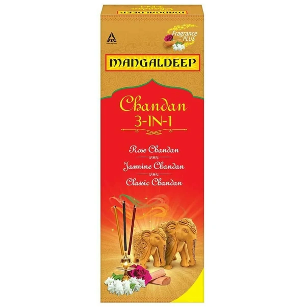 Mangaldeep Rose Jasmine Classic Chandan 3-In-1 Agarbatti 180 pcs