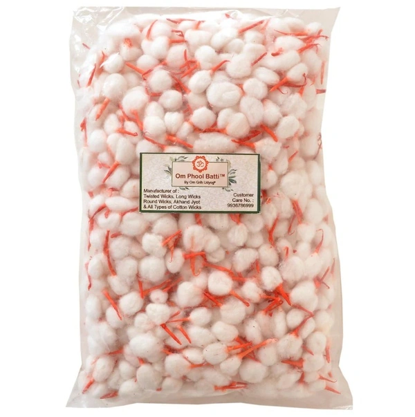 Om Phool Batti Round Cotton Wicks, Jyot Batti (Red, Pack of 500 Wicks)