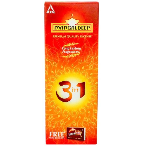 Mangaldeep 3 In 1 Premium Incense Stick With Free Matchbox 213 g