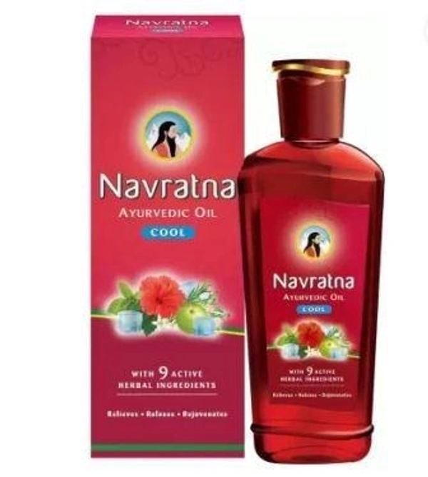 Navratna Ayurvedic Cool Oil|With 9 Ayurvedic Herbs |Relieves Headache, Fatigue Hair Oil  (300 ml)