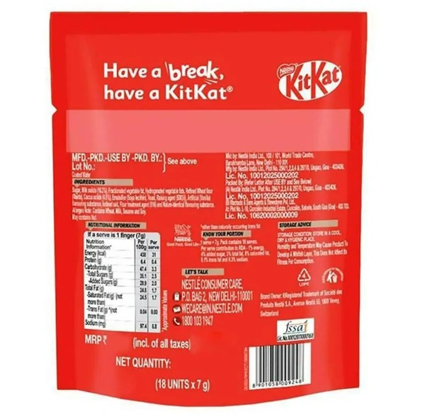 KitKat Chocolate Share Bag 123.2 g (Pack of 18 Units)