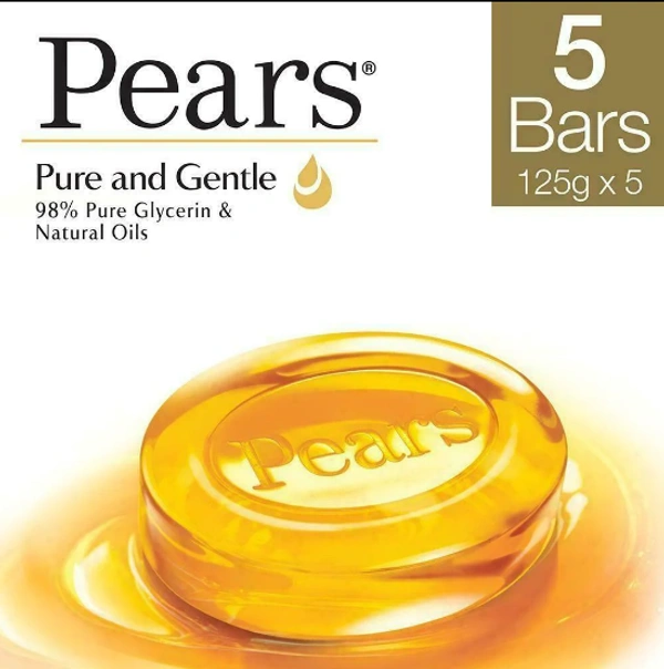 Pears Pure & Gentle Soap with Natural Oils 125 g (Buy 4 Get 1 Free)