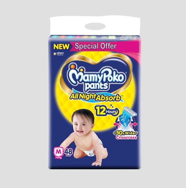 MamyPoko Pants Standard All Night M48 Baby Diapers Medium 48 