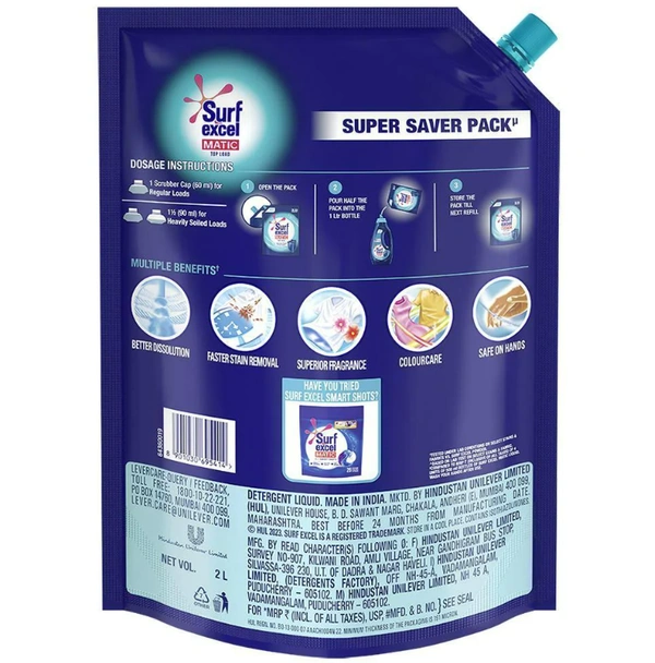 Surf Excel Matic Top Load Liquid Detergent 2 L