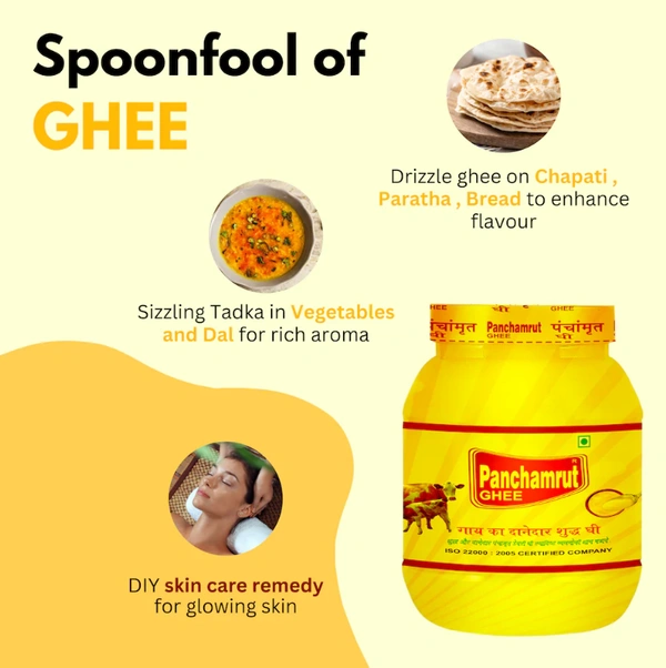 Panchamrut 1 Litre Desi Cow Ghee| Pure Ghee  (Pack  of  1)