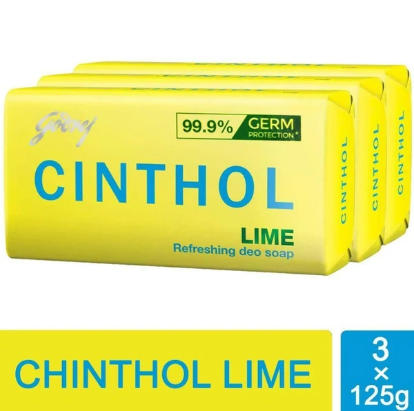 Cinthol Lime Refreshing Deo Soap 125 g (Pack of 3)
