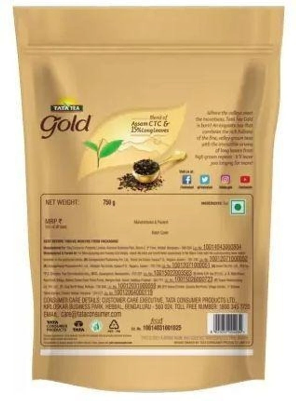 Tata Tea Gold Tea Pouch with 15% Long Leaves (750 g)
