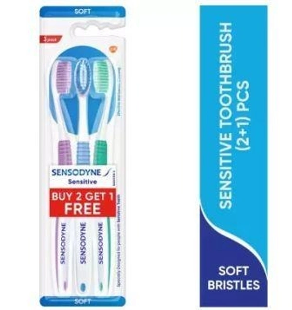 SENSODYNE Sensitive with soft rounded bristles Soft Toothbrush  (Pack of 3)